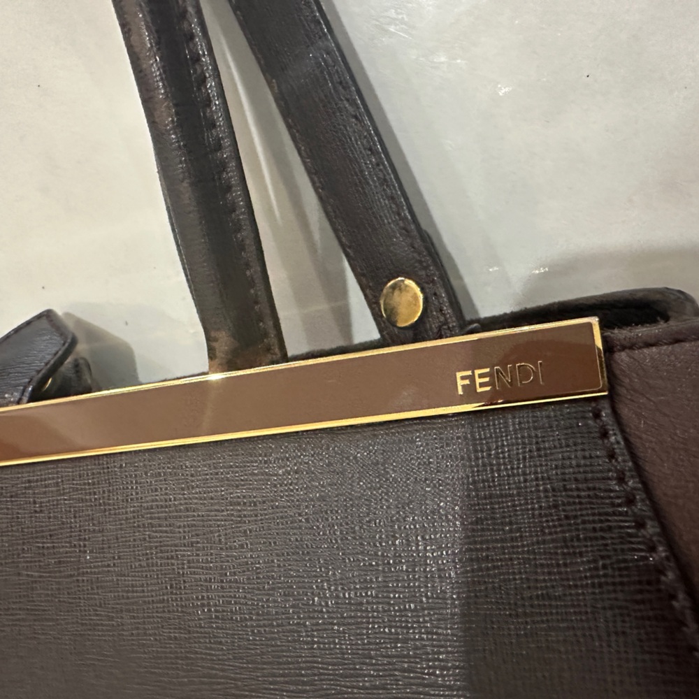 FLASH SALE Fendi 2Jours Brown Leather Tote Bag – Authentic – Structured Work Bag - Picture 10 of 15